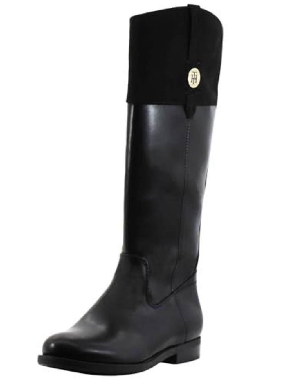 Tommy Hilfiger 9.5 Wide Calf Shano Black Leather Knee High Riding Boots